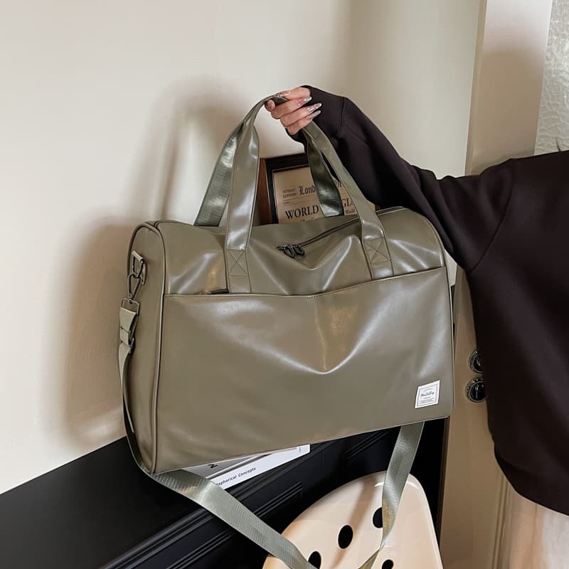Women's portable travel bag PU leather fitness bag dry and wet separation training sports bag short-distance business trip travel luggage bag