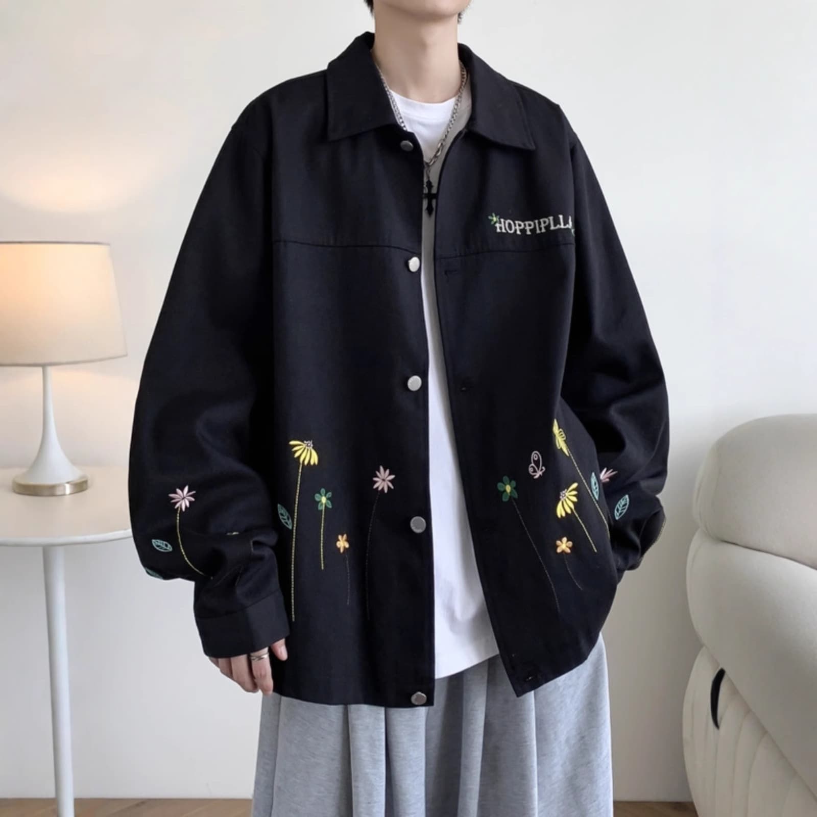Denim jacket men's fashion brand American casual loose large size clothes embroidery design new jacket for men