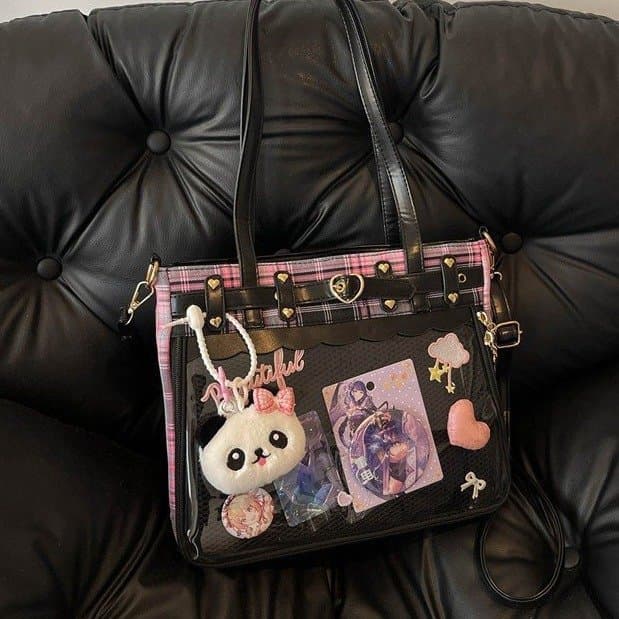 New Japanese two-dimensional comic wind pain bag for girls JK plaid unit price crossbody large capacity class commuting bag