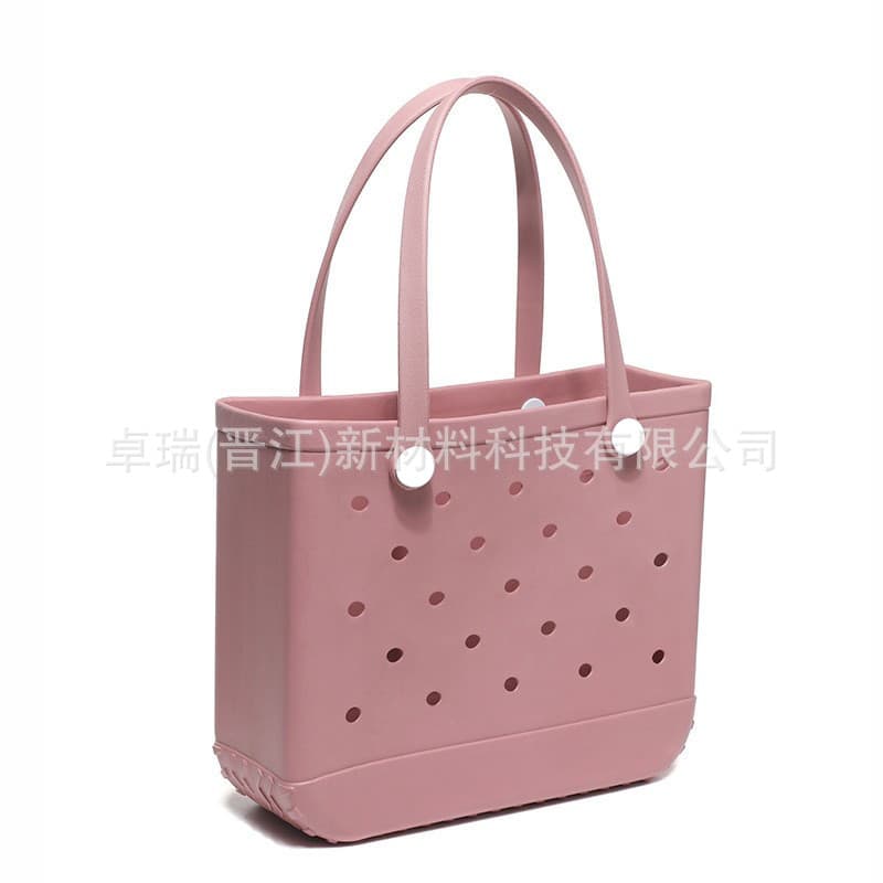 EVA Beach Bag Large Capacity Waterproof Storage Korean Style Fashion Tote Bag Printed Bag Women's Hole Bag