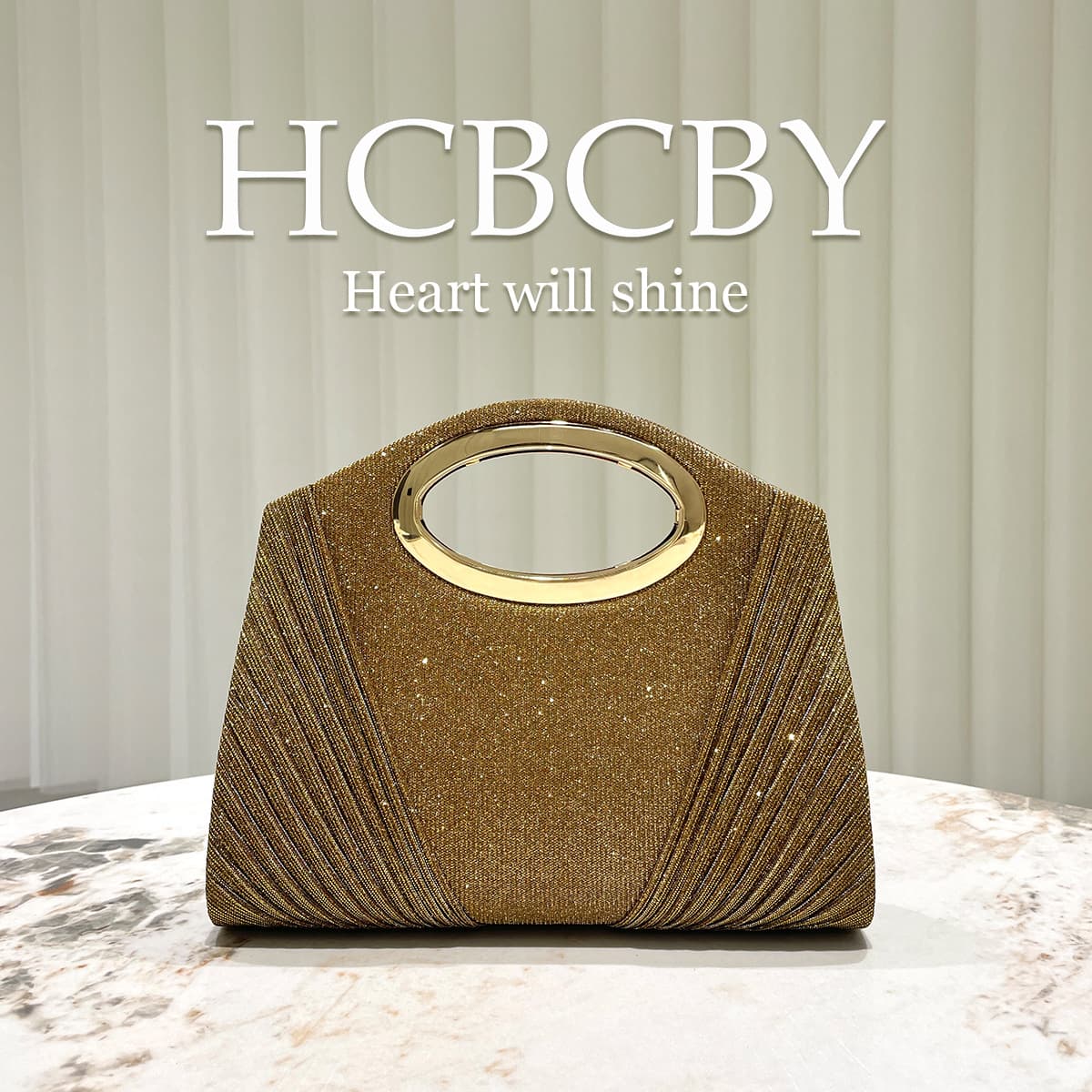 Gold simple and elegant handbag evening bag, women's fashionable, elegant and high-end clutch bag