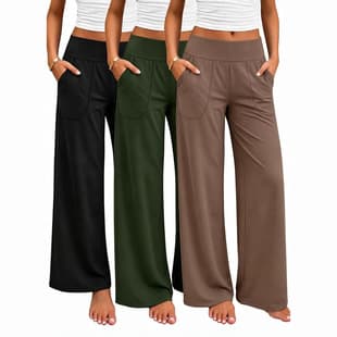 Amazon Best-Selling Women's High-Waisted Wide-Leg Pants, Pocketed Casual Straight-Leg Pants, Loungewear Yoga Flowy Long Pants