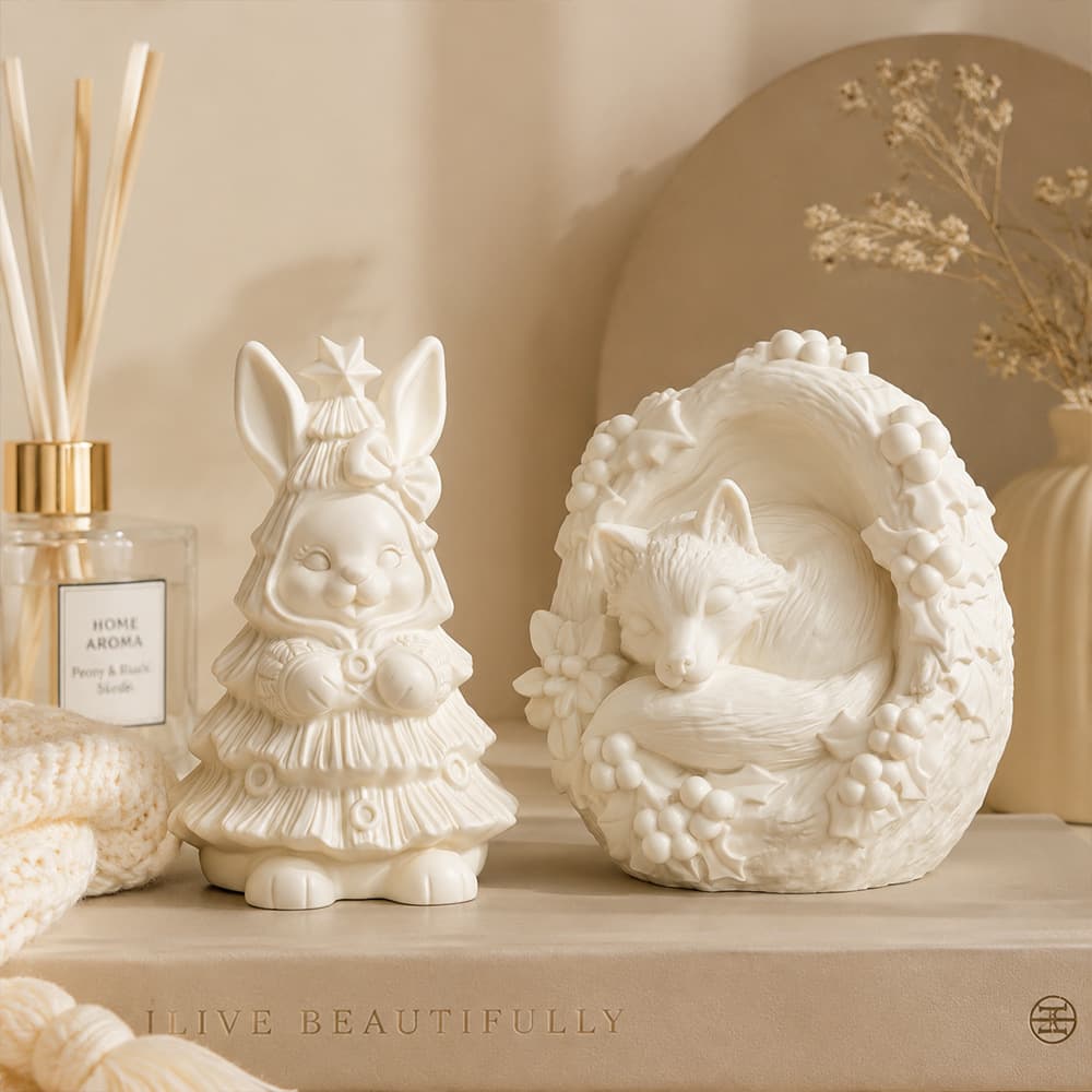 Christmas Fox Rabbit Bear Dwarf Silicone Mold for Cross-border Aromatherapy Candle Plaster DIY Epoxy Resin Ornament Mold