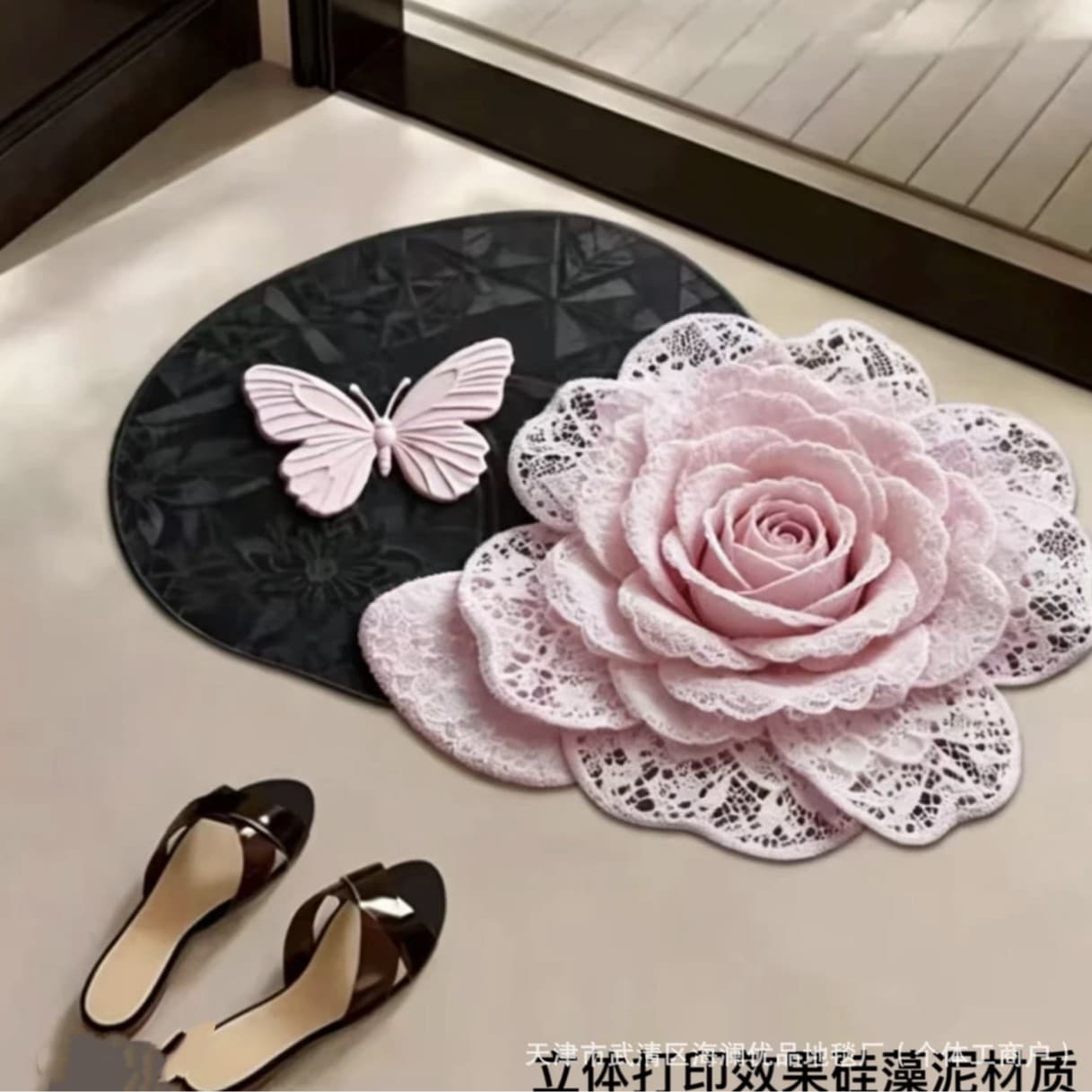 Bathroom Mat Quick-Dry Absorbent Non-Slip Diatom Mud Foot Mat TikTok New 5D 3D Flower Entrance Door Mat