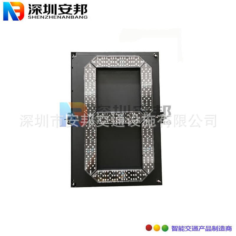 Vehicle countdown display with dual-color LED countdown timers for traffic signals.