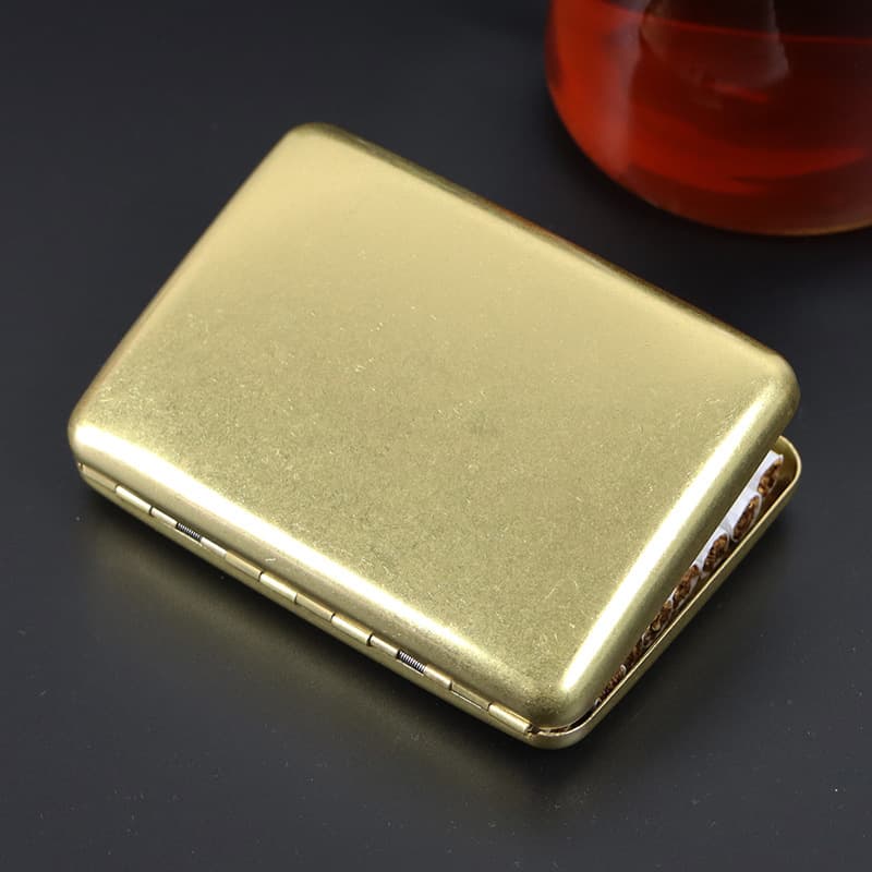 KUBOY Cool Treasure 16-Count Brass Cigarette Case, Original Copper Knurled High-End Metal Pure Copper Cigarette Holder, Factory Wholesale