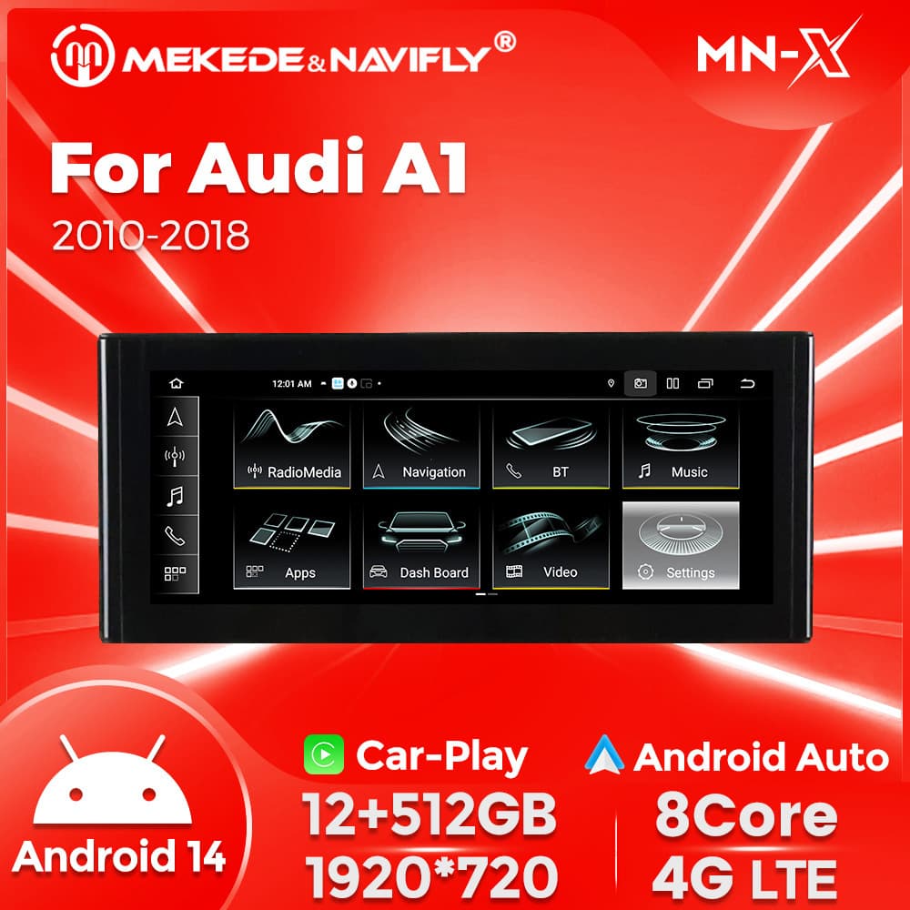 MNX Android Large Screen Bluetooth Carplay Navigation Rear View Screen for Audi A1 2010-2018