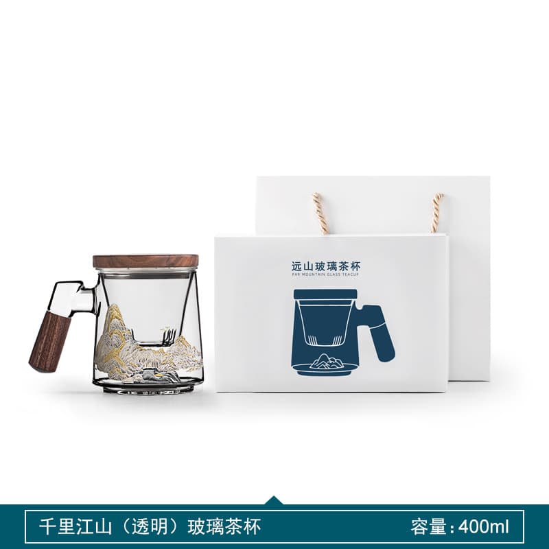 Sanxun Glass Light Luxury Tea Cup with Infuser, Creative Tea-Water Separation, Lid and Filter, Premium Office Tea Cup