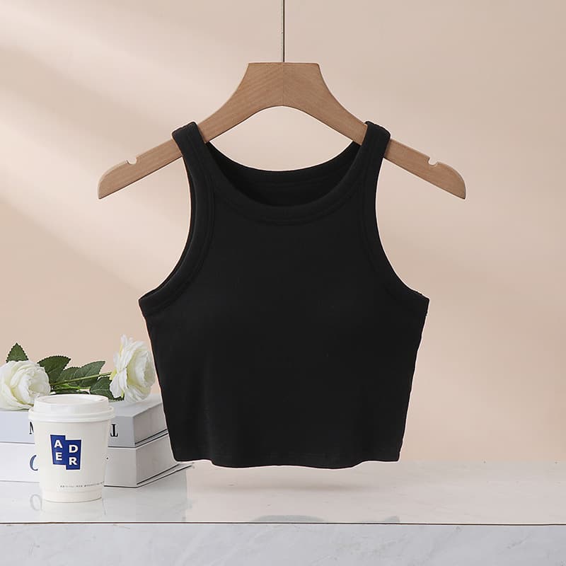 D2 Women's Summer Cropped Racerback Vest with Built-in Bra Pads, Sun Protection, Yoga Top, Sleeveless