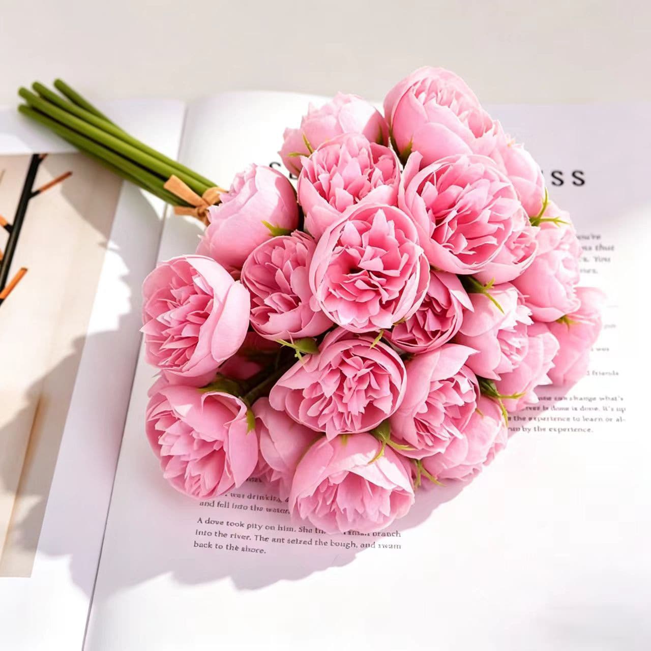 Cross-border 27-head artificial flower bouquet, Lu Lian wedding decorations, photography props, artificial flowers, peony, roses, decorative ornaments.