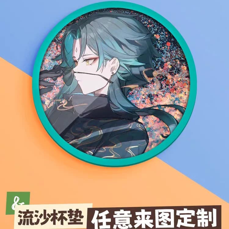 Acrylic Sand Shaker Coaster, Anime Character Sand Coaster, Creative Cultural DIY, Custom Image