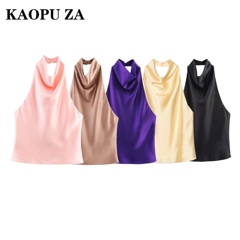 KAOPU ZA European and American style 2025 summer women's fashion design simple vest tops versatile street style