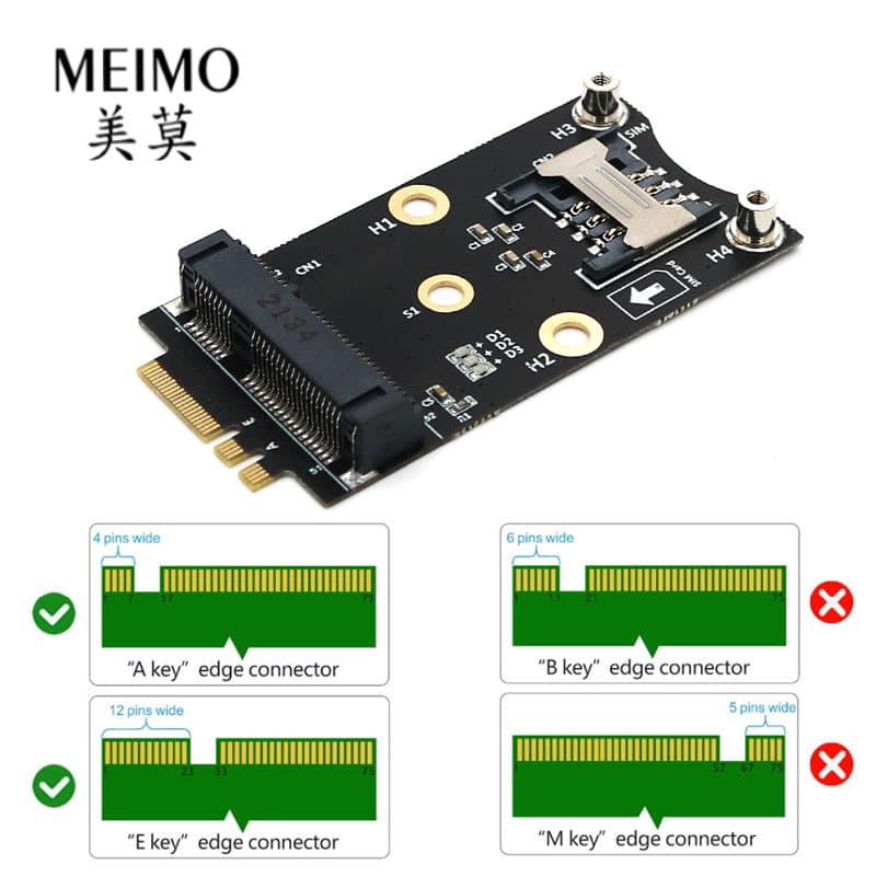 M.2 (NGFF) KEY A/E to Mini PCIe 4G WiFi Wireless Network Card Module Adapter Development Board