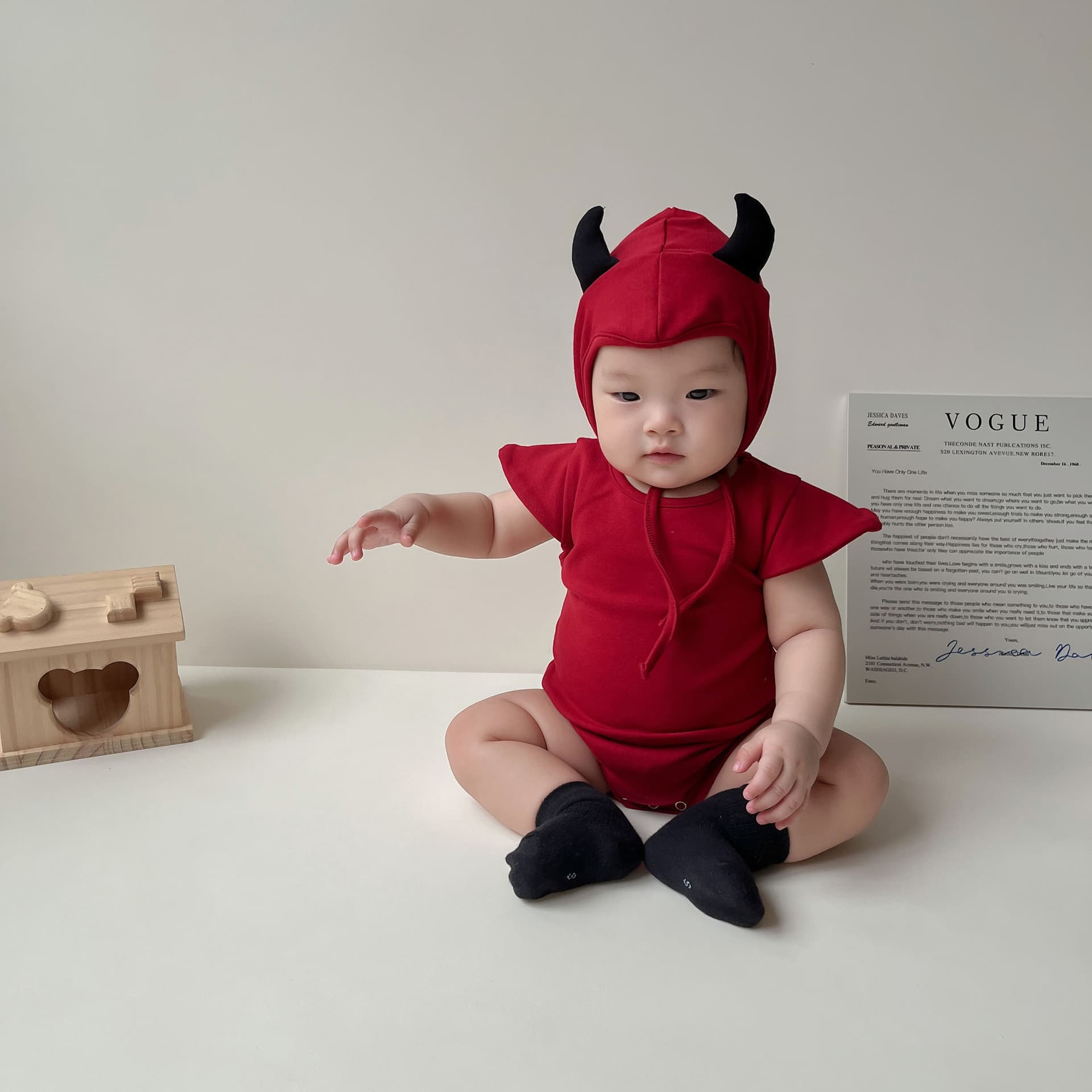 Korean-style Baby Romper 26 Spring New Arrival Halloween-themed Little Devil Design Jumpsuit Set