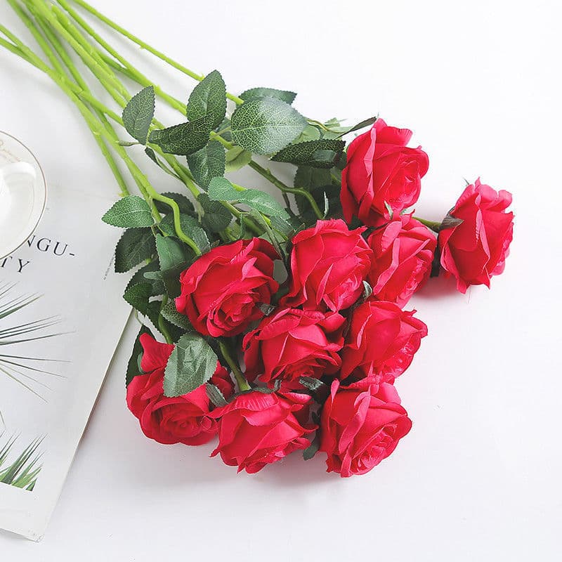 Simulated Silk Rose Single Stem Home Decoration Wedding Decoration Artificial Rose Flower Head Fake Flower