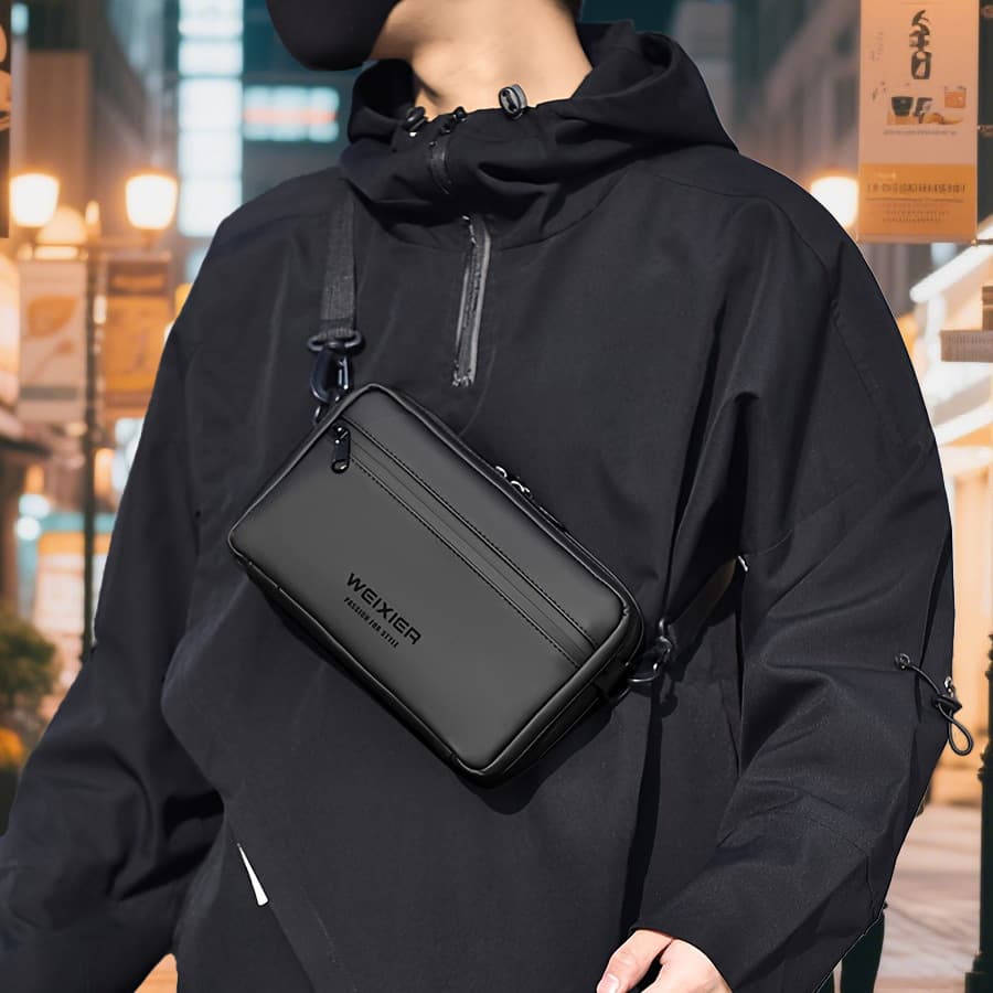 Cross-border fashion men's shoulder bag, chest bag, small square bag, business commuter men's bag, outdoor casual crossbody bag, waterproof