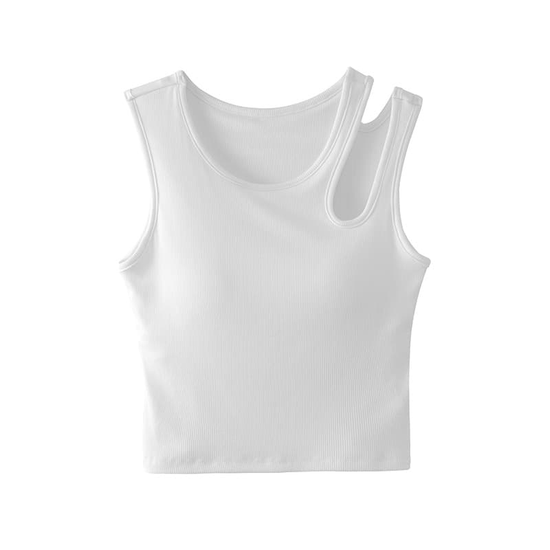 Hollow-out Camisole Vest for Women Summer 2026 New Style with Built-in Pads, Cropped, Fitted, Slimming, Layering Top