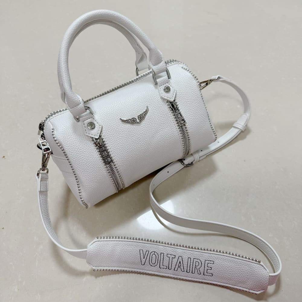 2026 New Fashion Women's Handbag White PU Leather Vintage Crossbody Bag Luxury Design Rivet Shoulder Bag