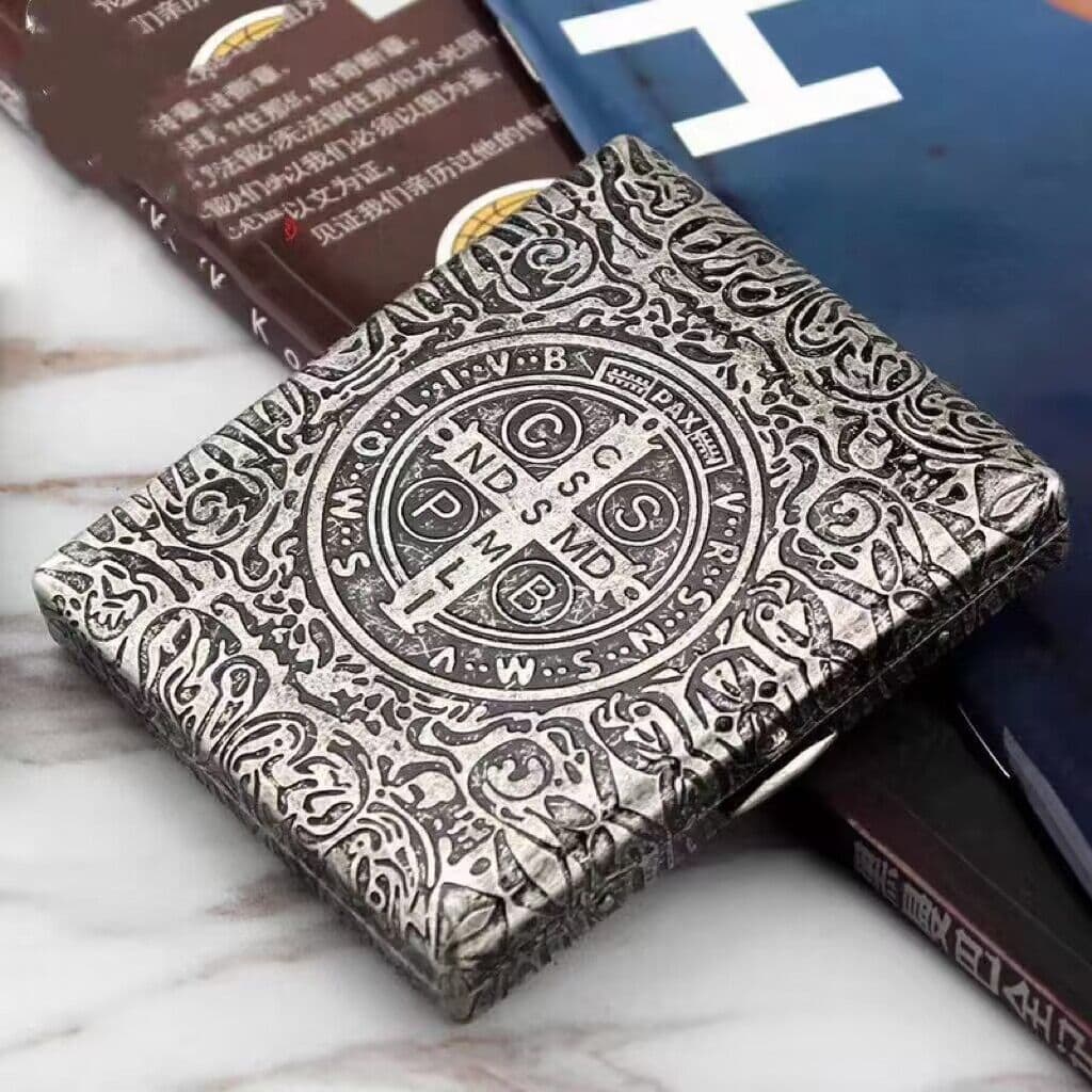 Double Gun Constantine Copper Cigarette Box Thick 20 Pack Anti-Stress and Moisture-Proof Personalized Gift Ancient Silver Portable Cigarette Box