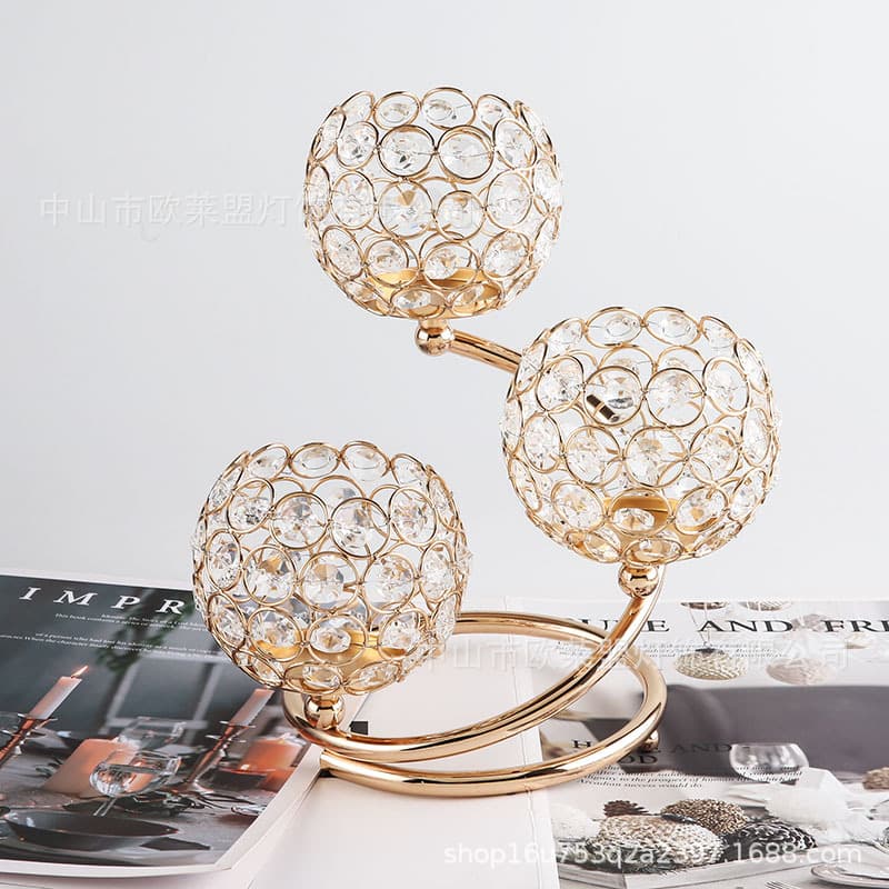 Amazon Best-Selling European Metal Creative Candle Holder, Wedding Decorative Ornament, Iron Art Crystal Candle Holder