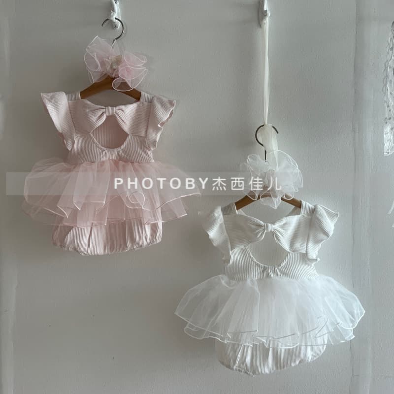 Infant Lace Princess Dress Summer Mesh Fashionable Korean Style Dress Skirt Female Bow Baby Girl