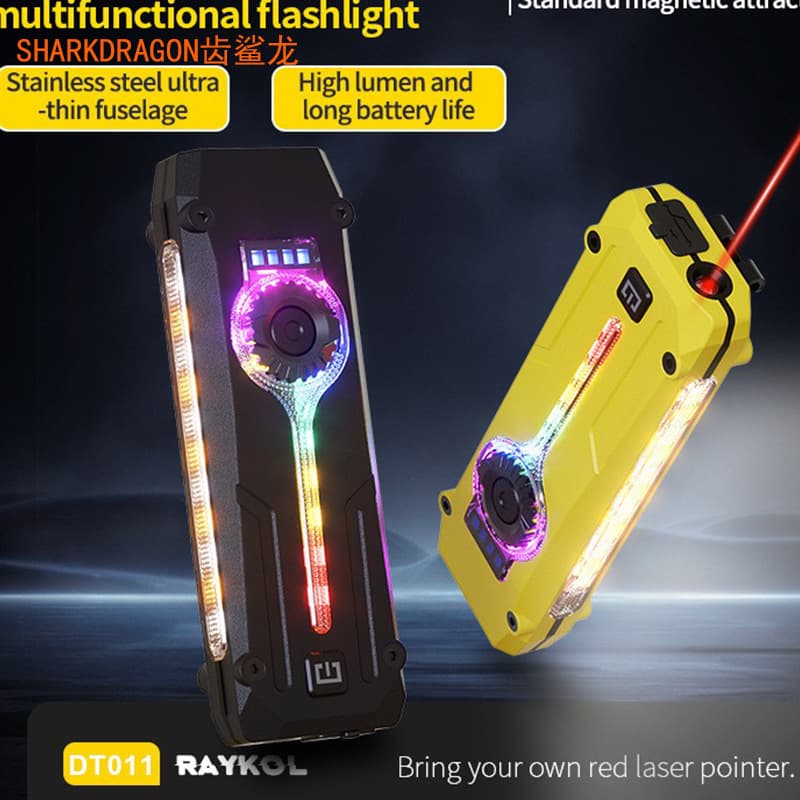 Cross-border three-light EDC bright flashlight USB rechargeable magnetic colorful purple laser pen LED work light