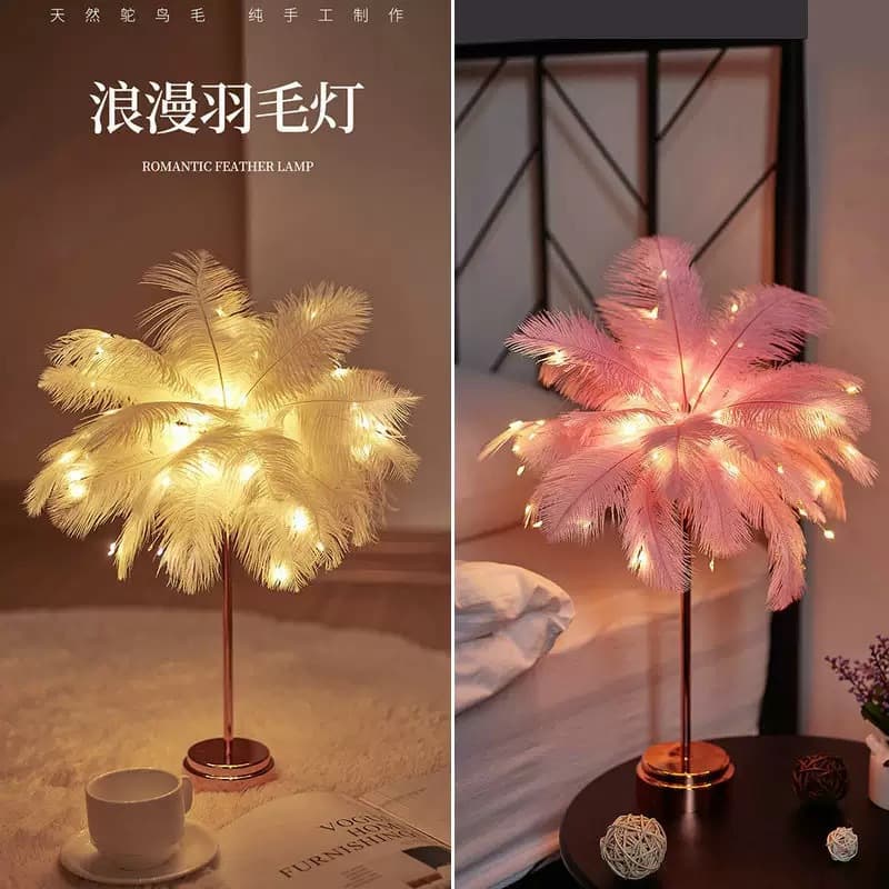 Trendy Feather Night Light for Live Stream Background, Bedroom Decorative Light, INS Influencer Fairy Advanced Ambience Light