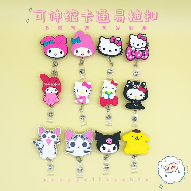 Cinnamoroll Cartoon Retractable Badge Clip Doctor Nurse Hello Kitty KT ID Card Holder Work Badge Case Retractable Clip