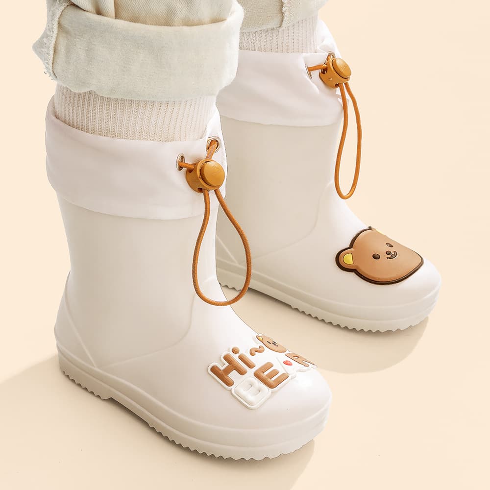 Children's Rain Boots Cartoon High-Top for Boys and Girls Ages 2-9, Non-Slip Rubber Shoes