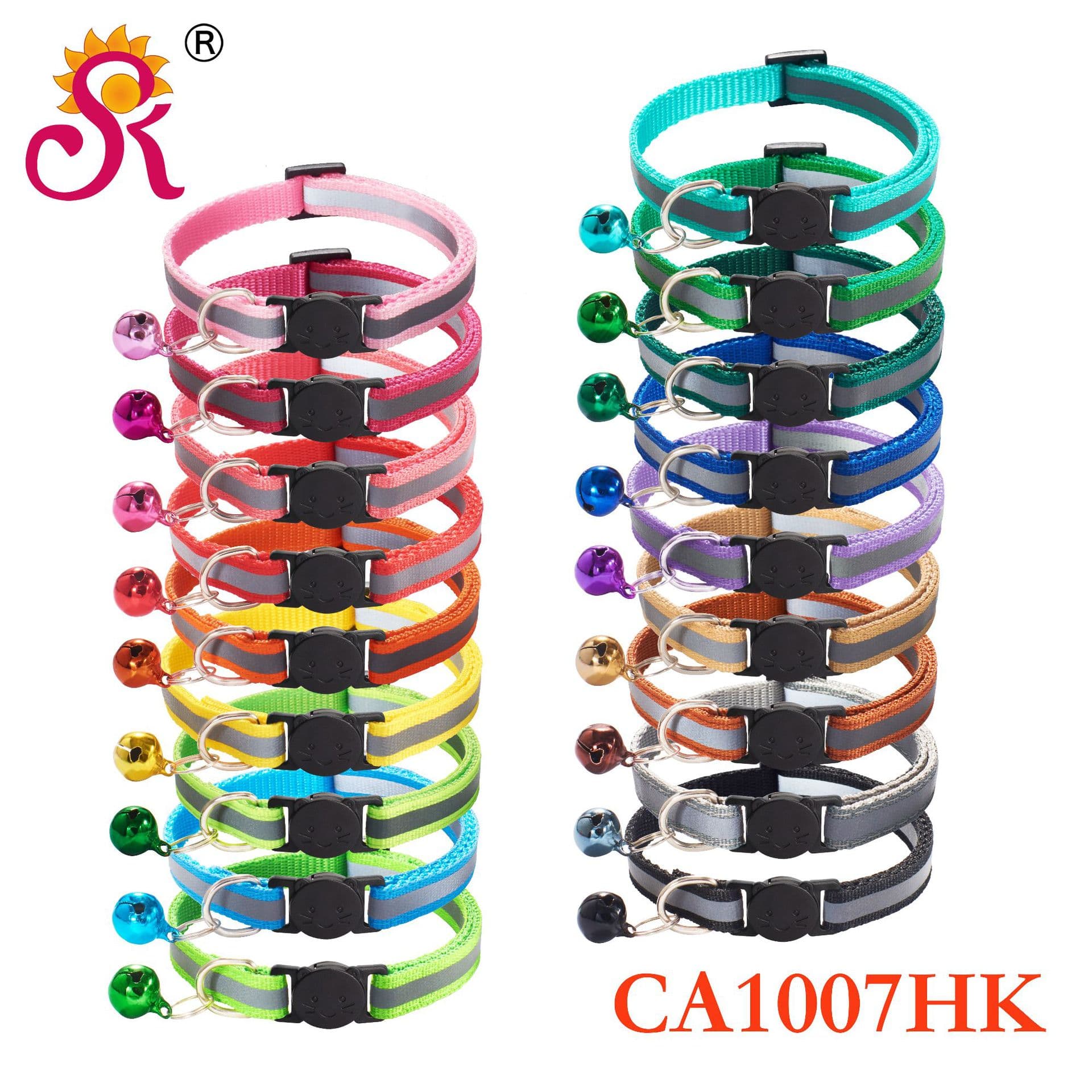 1.0 Reflective Black Cat Head Safety Buckle Collar Pet Cat Bell Collar Dog In Stock Factory