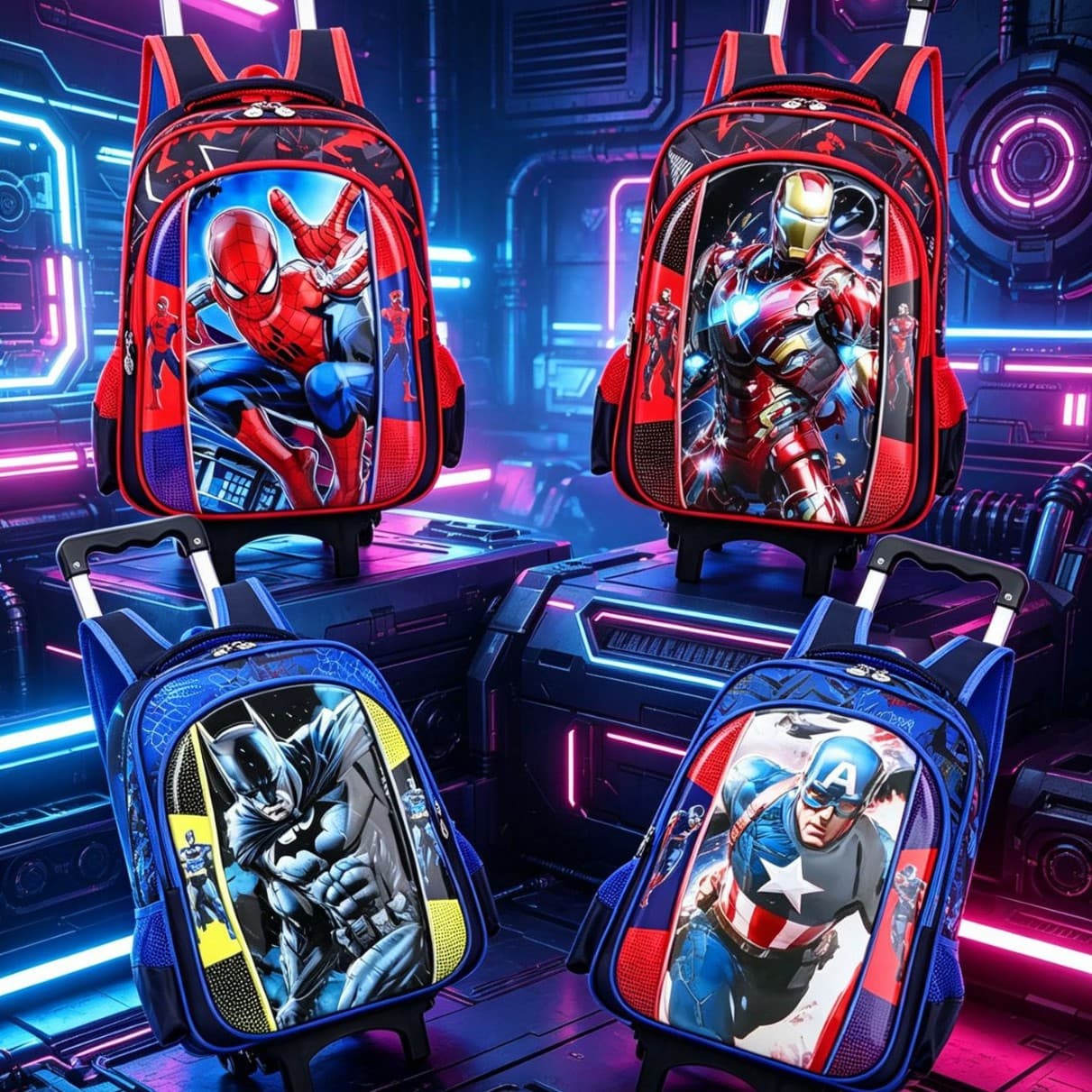 New Cross-Border Marvel 14-inch Kids Elementary School Trolley Backpack for Grades 1-6, Large Capacity, Stylish for Boys and Girls