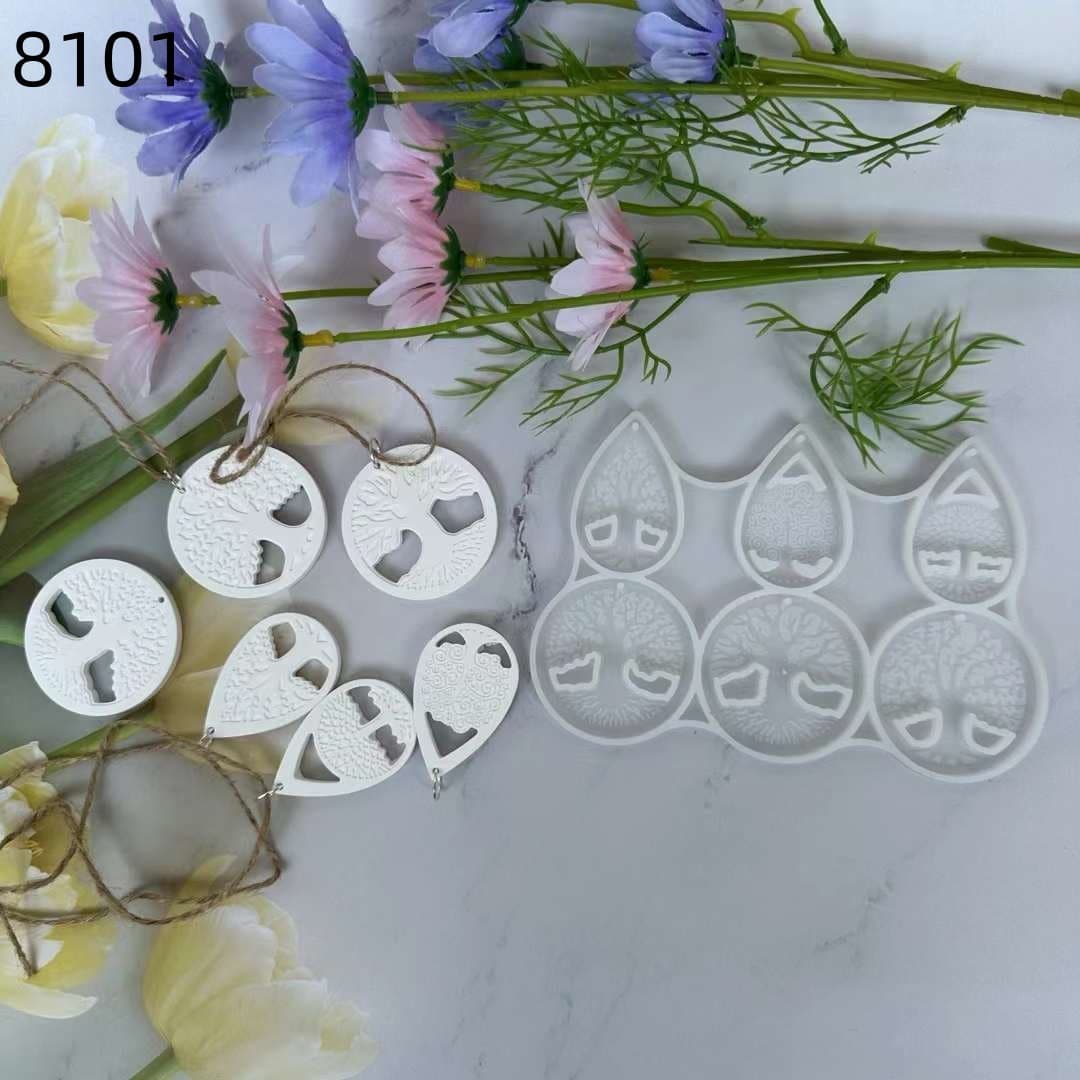 Tree of Life Silicone Mold Water Drop Round Tree of Life Pendant Hanger Decorative Aromatherapy Stone Tree of Life Plaster Mold