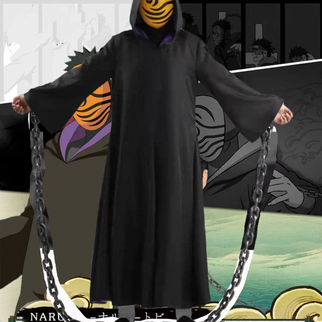 Naruto Costume Obito Cosplay Outfit Battle Robe Cosplay Anime Uchiha Ninja Cloak Cape Role Playing