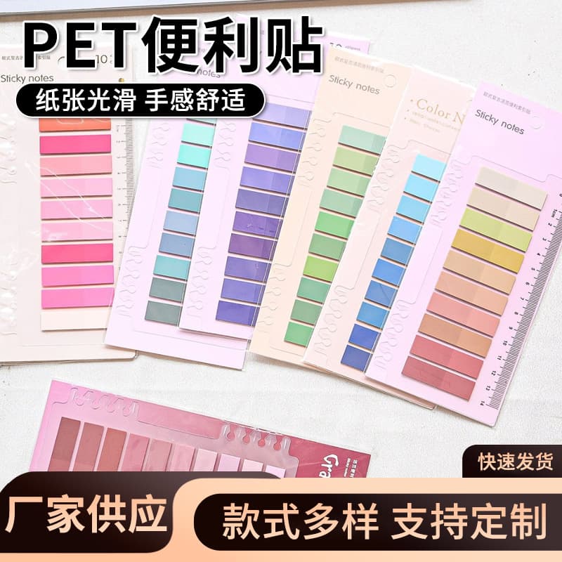 Manufacturer Morandi color PET sticky note transparent index sticker combination for taking notes with sticky note notes