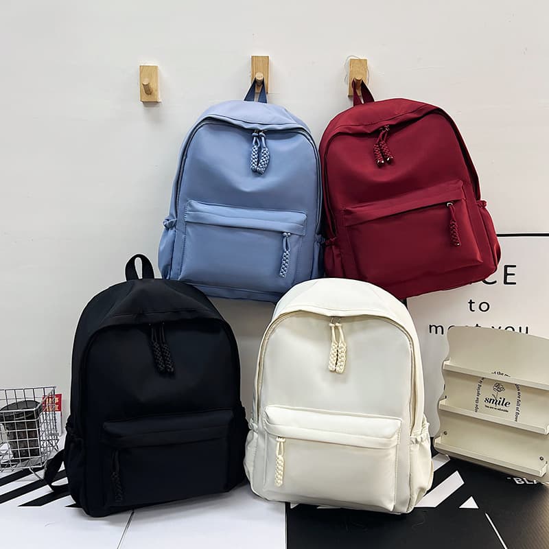 Cross-Border Wholesale Girls' Japanese-Style Backpacks, Large-Capacity Solid-Color School Bags for Middle and High School Students, College Bags