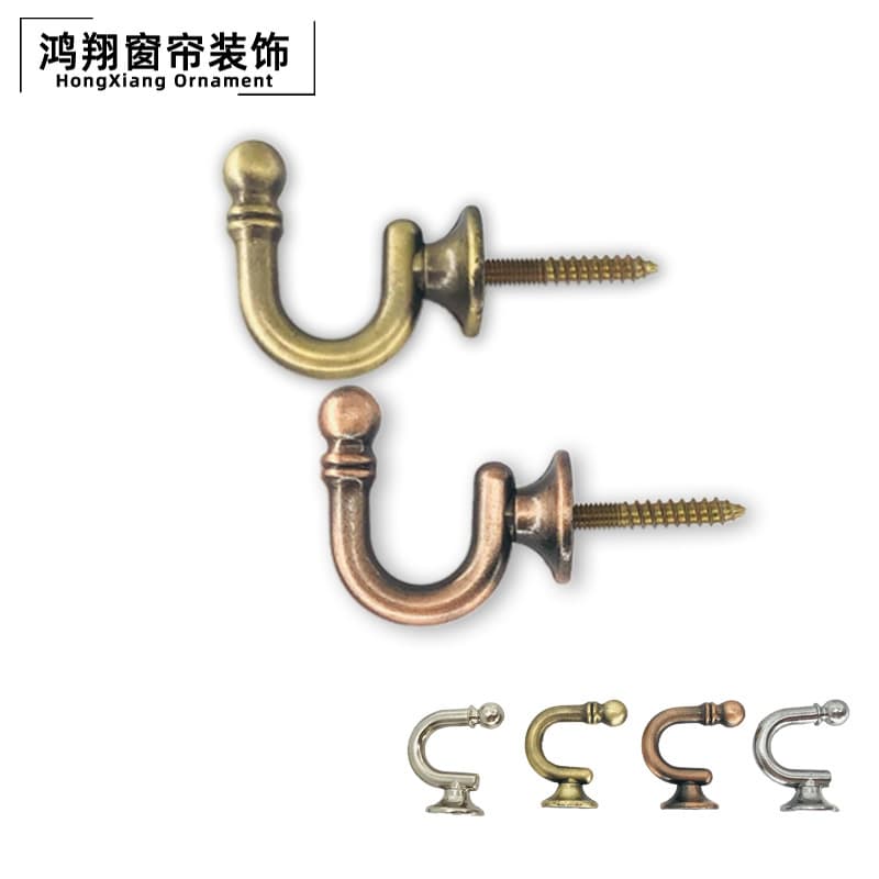 E-Type Round Head Curtain Wall Hook Gathering Fixing Small Wall Hook Curtain Hook Zinc Alloy Curtain Factory Wholesale Accessories