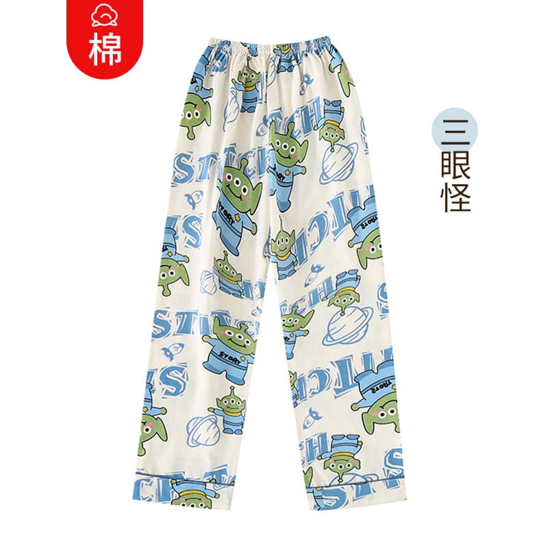 Girls' sleep pants, combed cotton, loose fit, boys' spring and autumn air-conditioned long pants, children's loungewear, mosquito-proof pants.