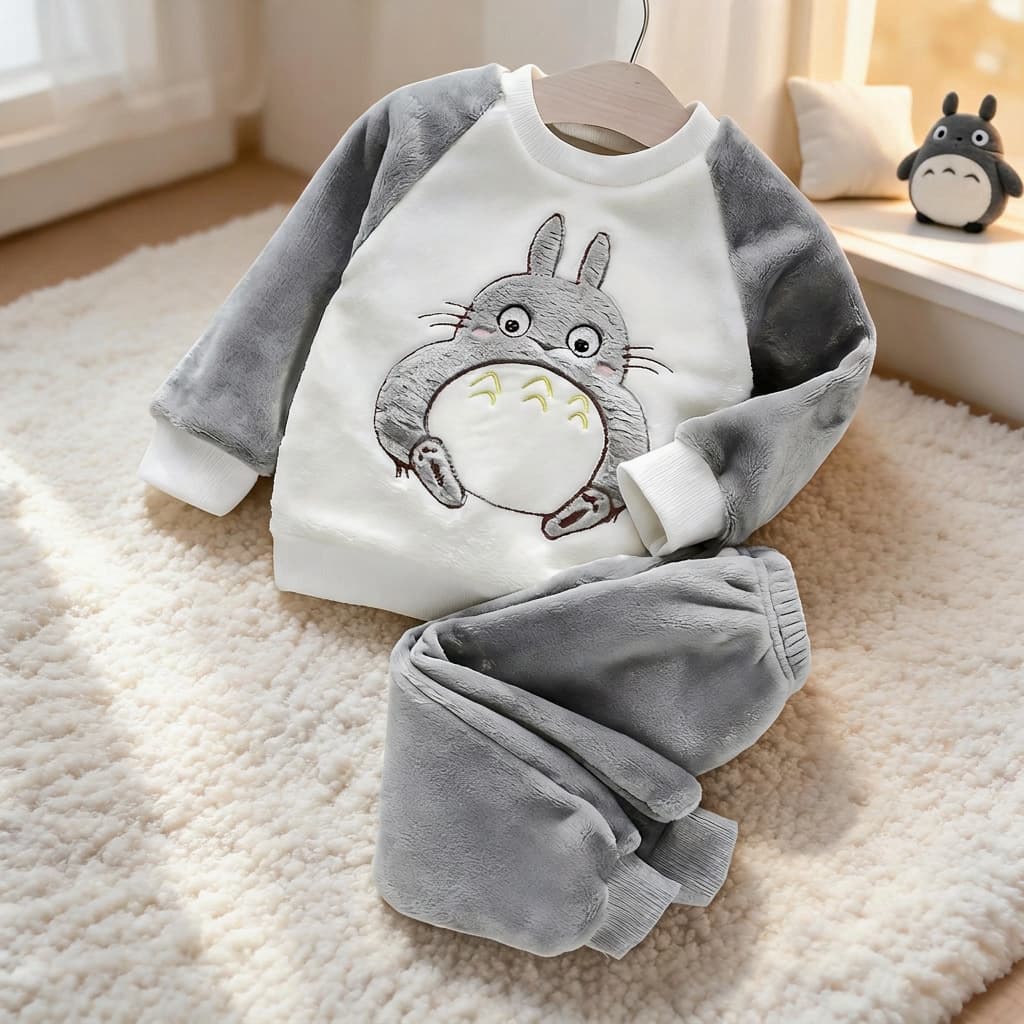 Boys and Girls Flannel Pajama Set, Kids Baby Fall/Winter Homewear, 1-5 Years, Warm Thickened Style