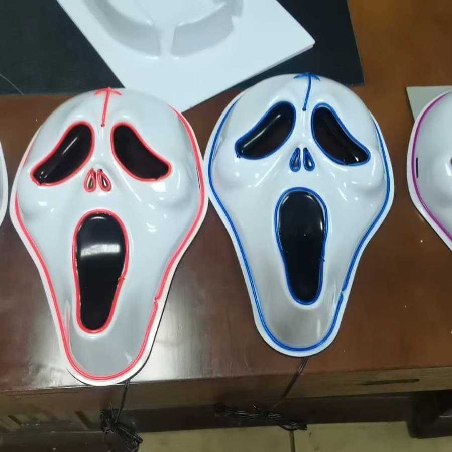 In Stock Amazon Halloween Scream Mask with EL Cold Light for KTV Party, Scary Glowing Mask