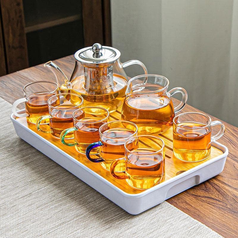 Heat-Resistant Glass Kung Fu Tea Set, Home Tea Infuser, Transparent Cup with Handle, Black Tea Flower Teapot, Office Teapot