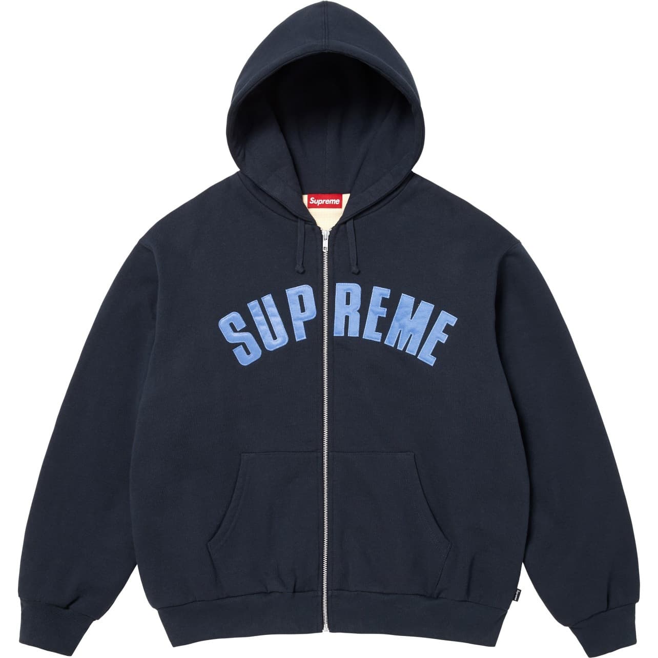 Cross-border 25FW SUPreme Heavyweight Fleece Hoodie Patch Embroidery American Trendy Solid Color Autumn/Winter