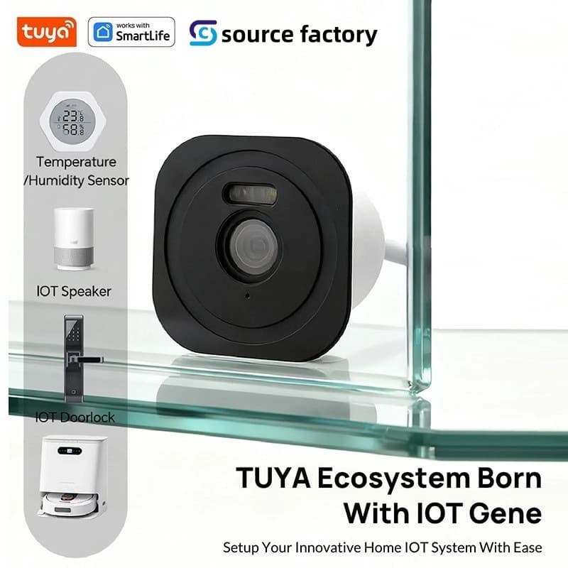 Tuya Window Card Camera Monitor with Two-Way Audio, Sound & Light Alarm, Infrared Night Vision, HD Image Quality