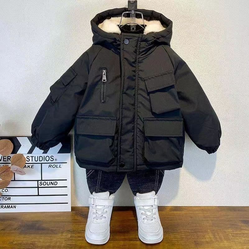 Children's Winter Cotton Jacket for Boys 2025 New Kids Velvet Thickened Cotton Padded Coat Baby Fashionable Cotton Jacket