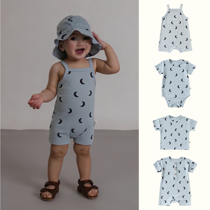 ins baby summer clothes pure cotton type A short-sleeved fart clothes summer clothes for men and women baby printed crawl clothes