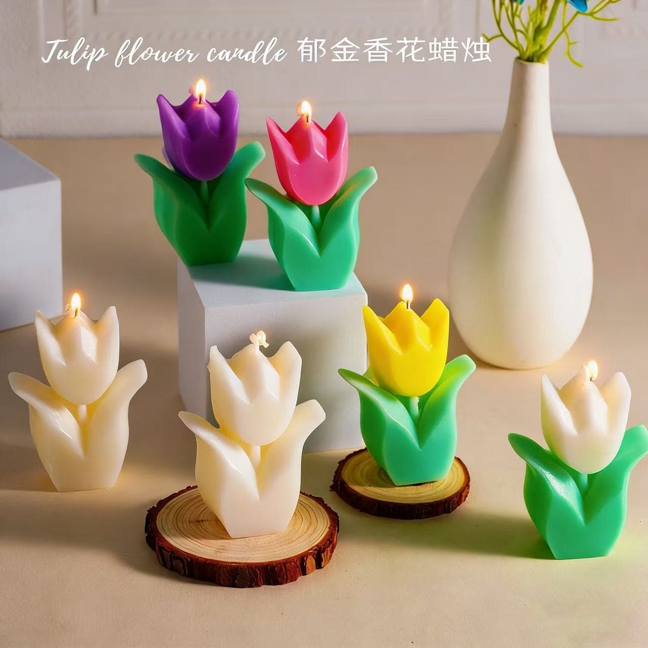 Tulip Handmade Scented Candle Gift Set Teacher's Day Gift Scented Candle Atmosphere Wholesale Flower Shape