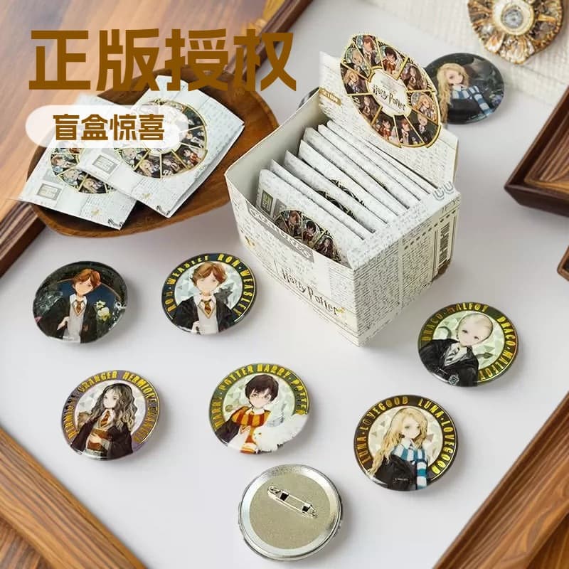 Wholesale Blind Box Harry Hermione Genuine Wholesale Gold Foil On Sale Tinplate Badge Harry Potter Characters Official Merch