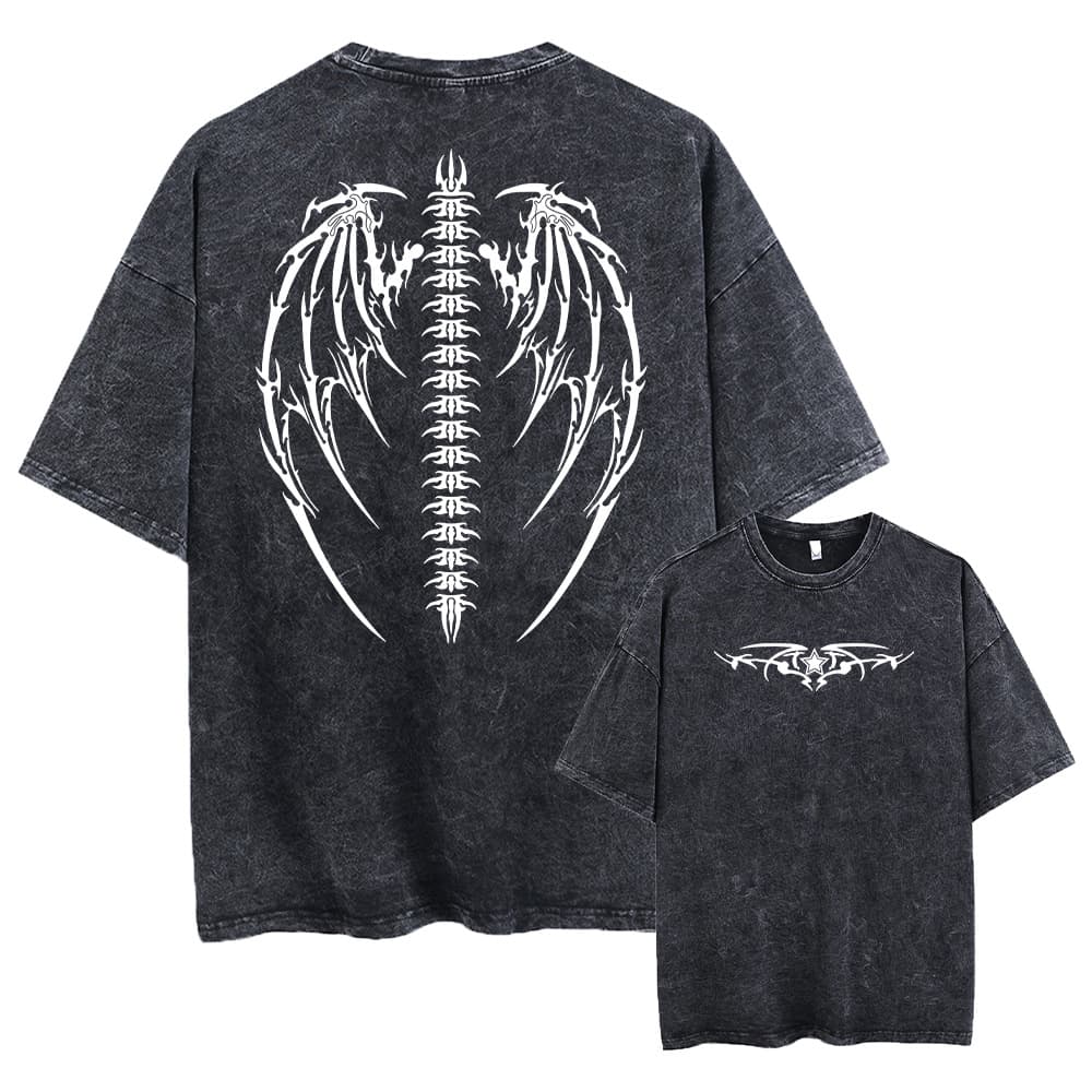 Oversized Wings Printed T-Shirts Men Gym Vintage Heavyweight