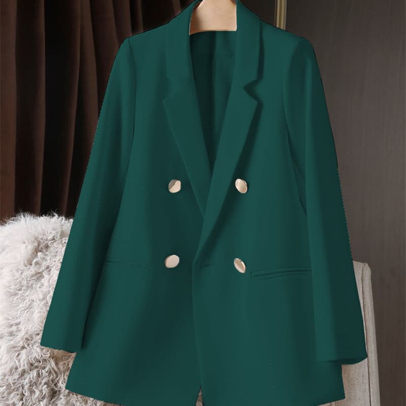 High-End Green Elegant Blazer for Women, Spring and Autumn 2026 New Style, Petite Casual Loose-Fitting Korean-Style Suit