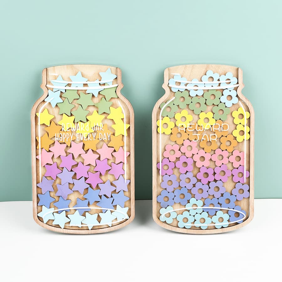 Cross-border new children's star reward jar points reward learning self-discipline reward bottle 45 star flower ornaments