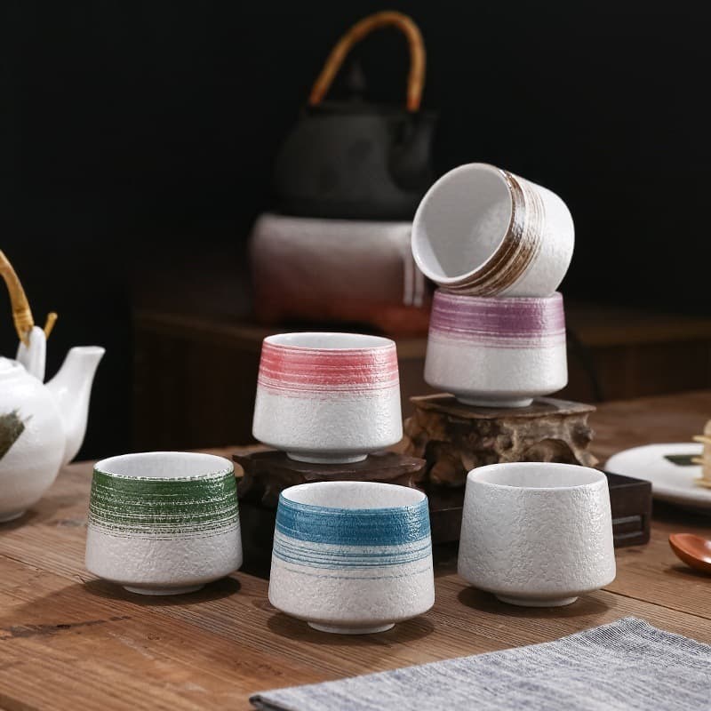 Cross-border Japanese-style teacup, minimalist pour-over coffee cup, aromatherapy candle cup, latte iced coffee cup, ceramic matcha cup, for export